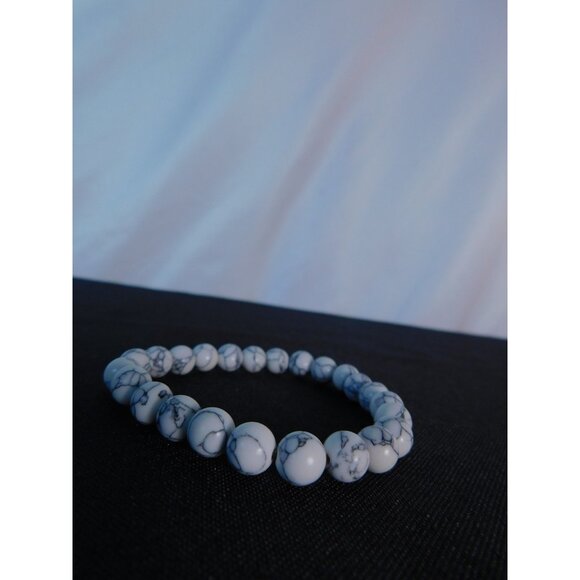 Howlite Gemstone Bead Bracelet Calming Healing Focus Stretch Unisex Jewelry Gift - Picture 6 of 12